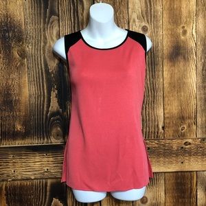 Misook Acrylic Knit Sleeveless Tank Top Pink Black Sz XS